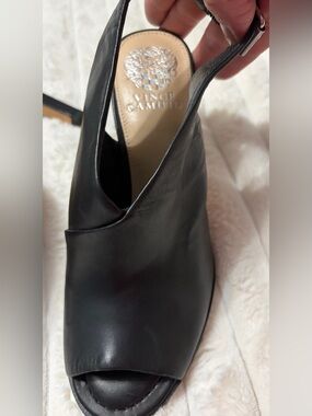 Vince Camuto Black Leather Slingback Pointed Toe Pump